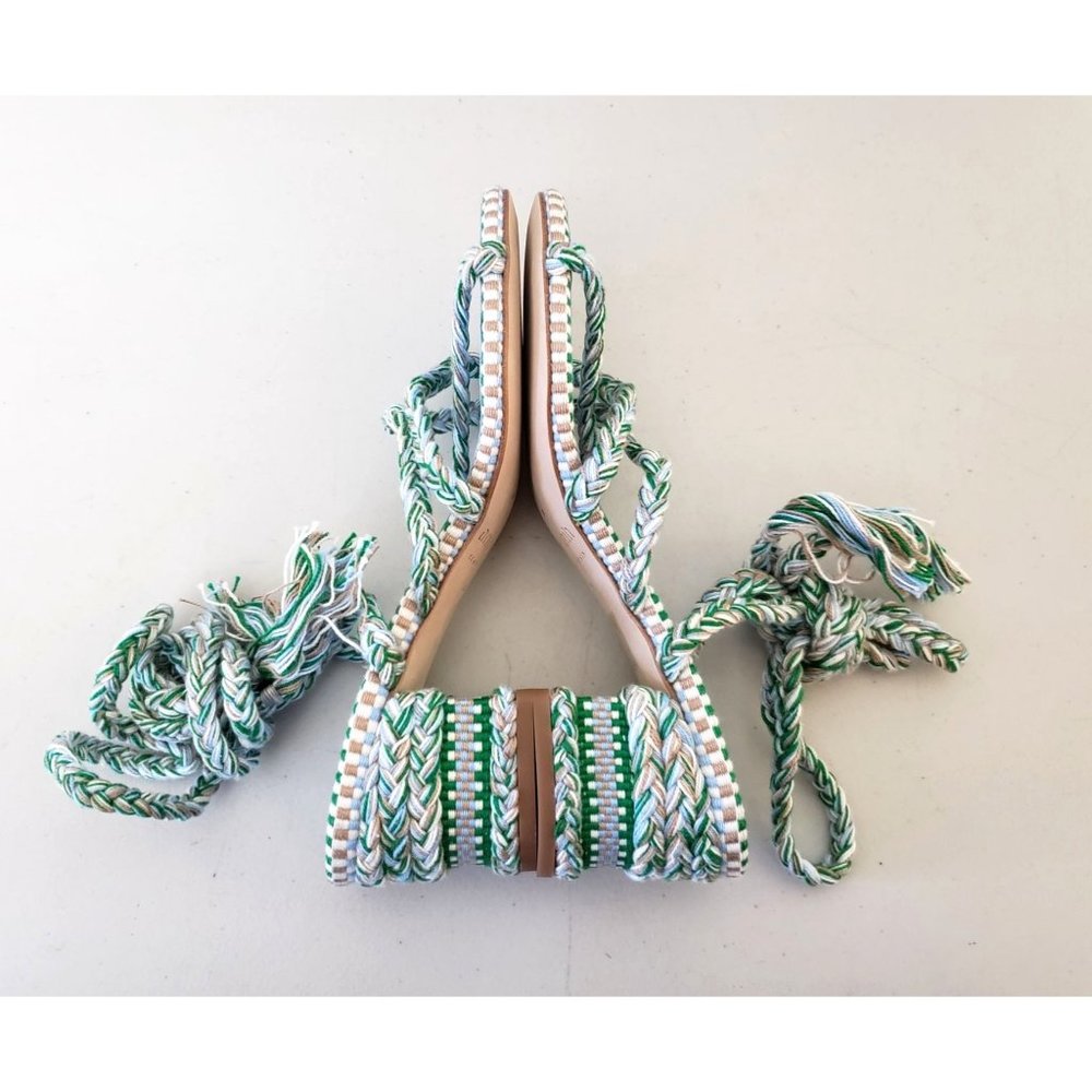 Anthropologie AMAMBAIH Isabel Braided Wrap Heel Sandals Green - Picture 4 of 5